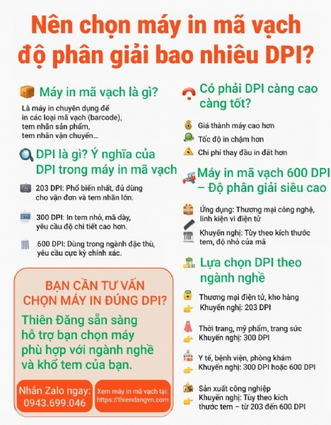 Nên chọn máy in mã vạch độ phân giải bao nhiêu DPI?