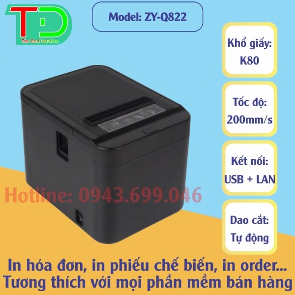 Máy In Hóa Đơn Zywell ZY-Q822 (USB + LAN)