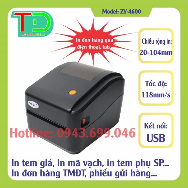Máy in đơn hàng Zywell ZY-4600