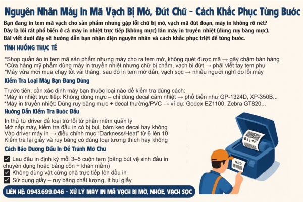 Máy In Mã Vạch Bị Mờ, Vạch Sọc Và Cách Khắc Phục 