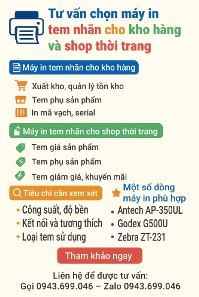 Tư vấn chọn máy in tem nhãn cho kho hàng và shop thời trang
