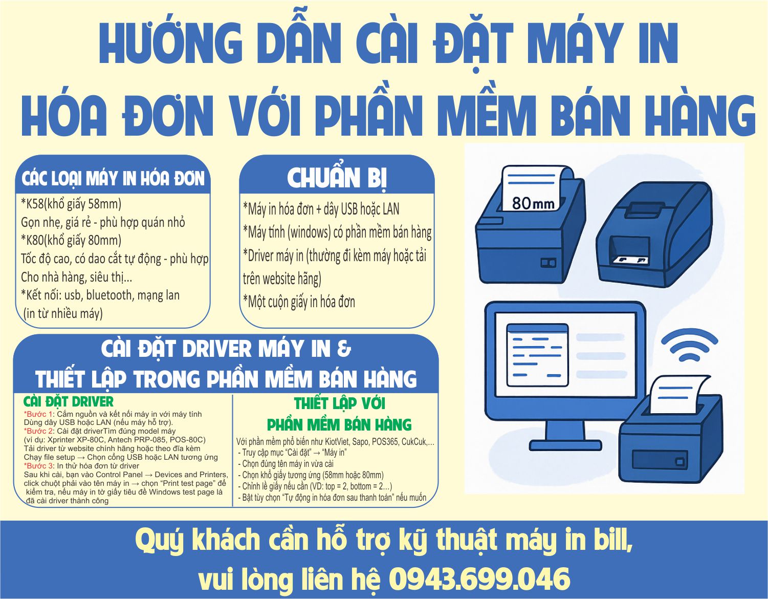 Hướng dẫn cài đặt máy in hóa đơn với phần mềm bán hàng