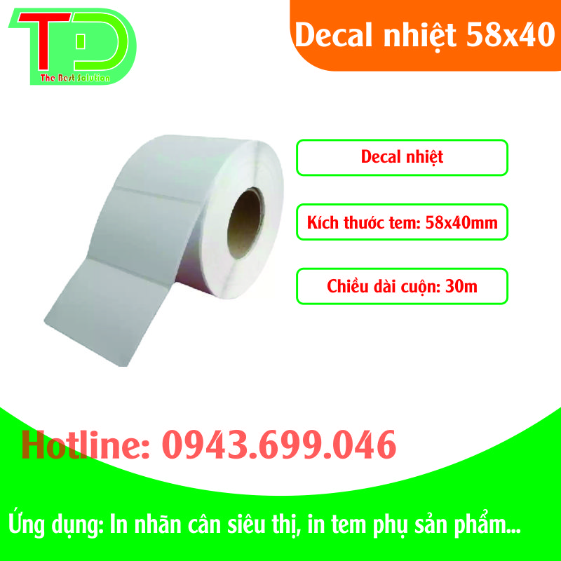 Decal nhiệt 58x40x30m in tem cân siêu thị