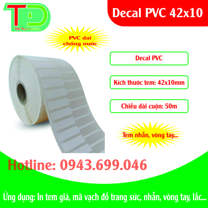 Decal tem nhãn PVC 42x10x50m in tem giá đồ trang sức